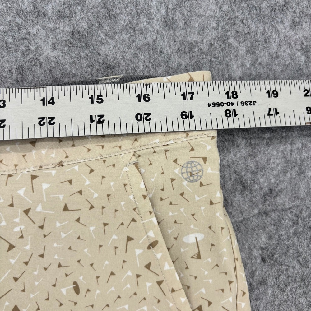 Adidas Golf Shorts Mens 32 Tan Beige All Over Golf Flag Print Performance - Picture 3 of 11
